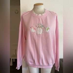 Vintage Christmas women Pink sweater